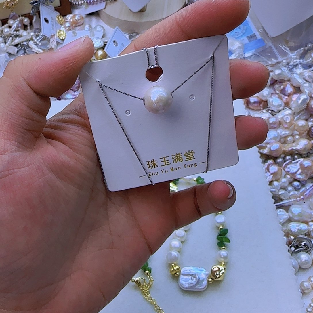 银S925镶嵌淡水珍珠项链定制832