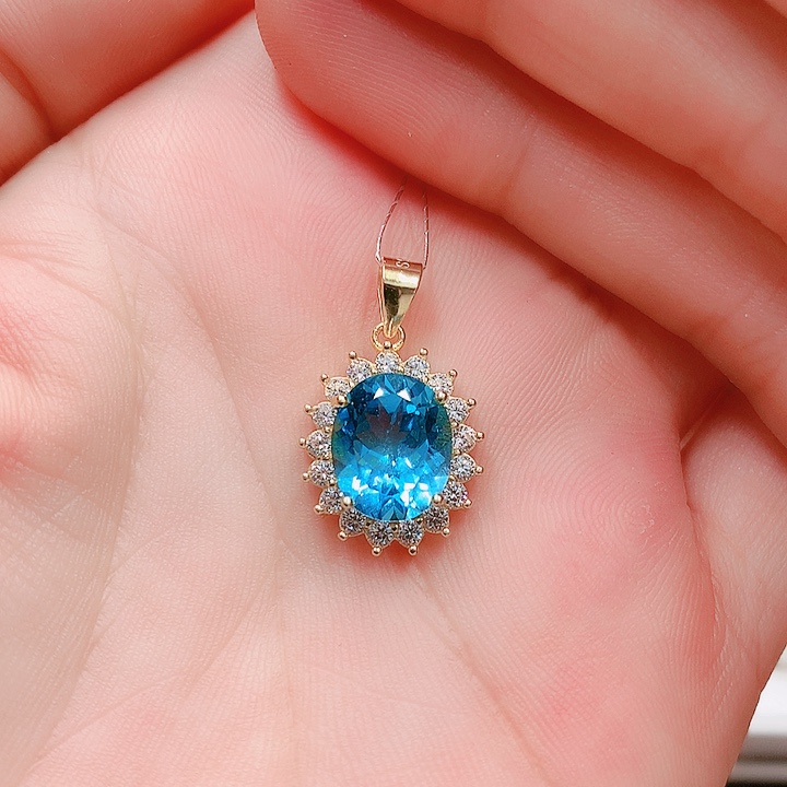 托帕石吊坠(不含链)银S925镶嵌9✖️11