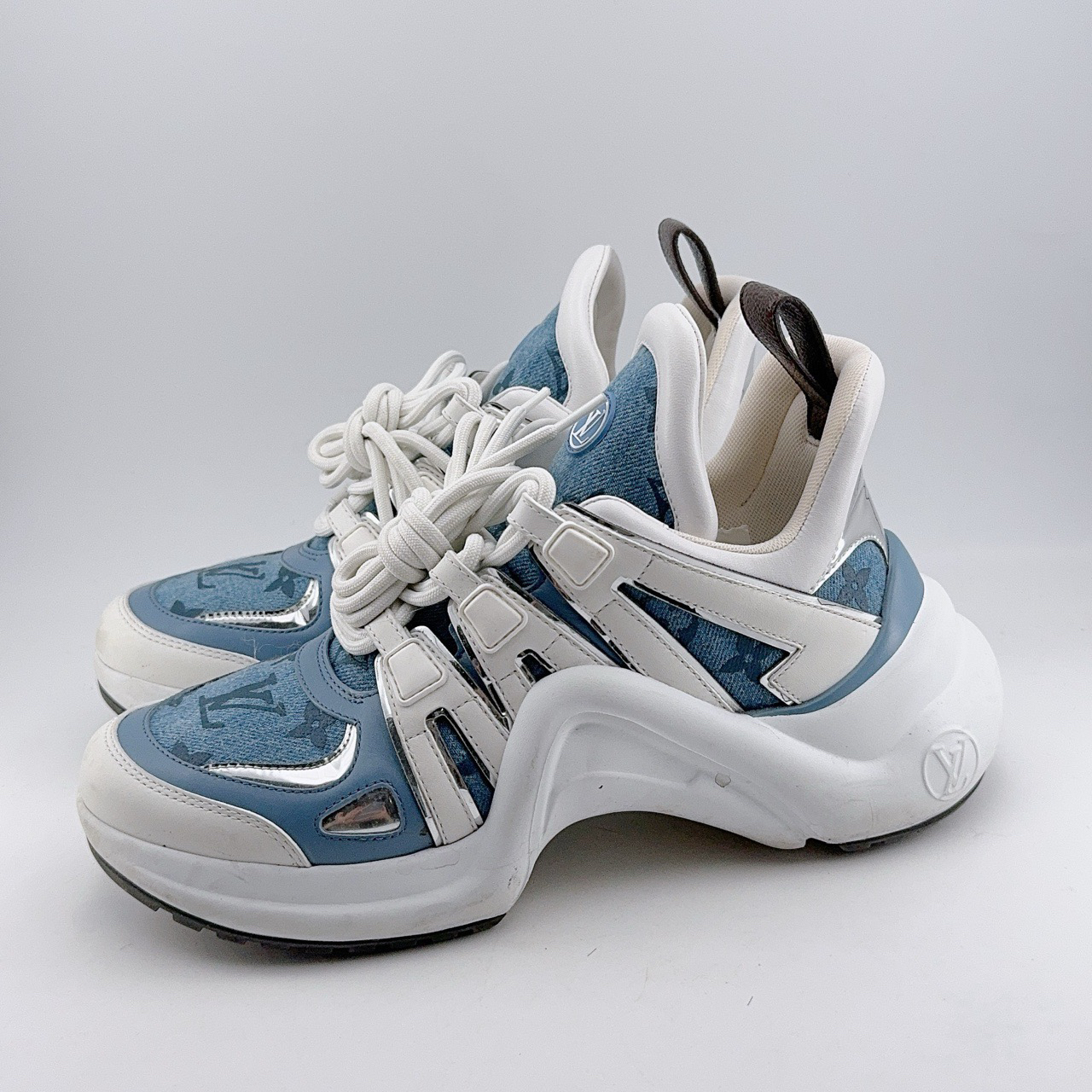95新 LouisVuitton/路易威登 36.5码/98新/牛仔拱桥老爹鞋