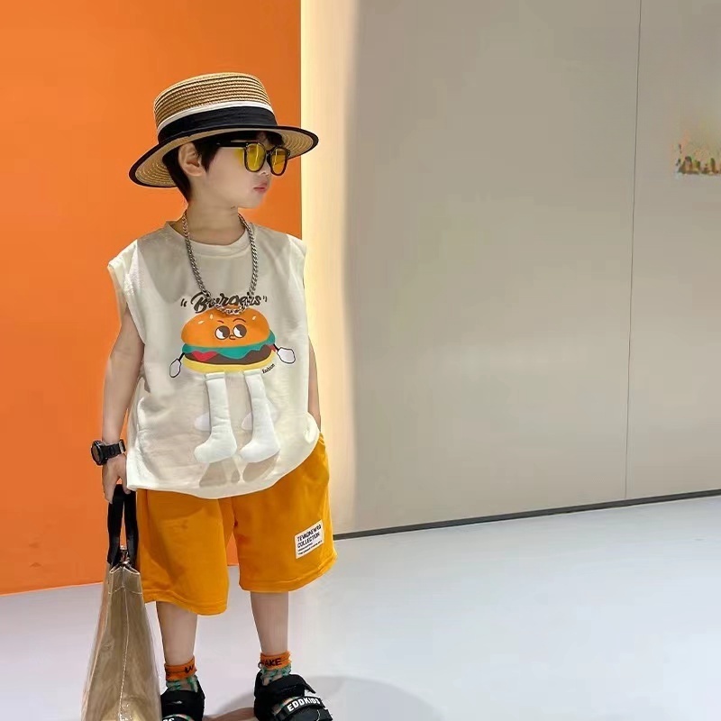 儿童2025夏季新款立体时尚卡通汉堡包套装B0401