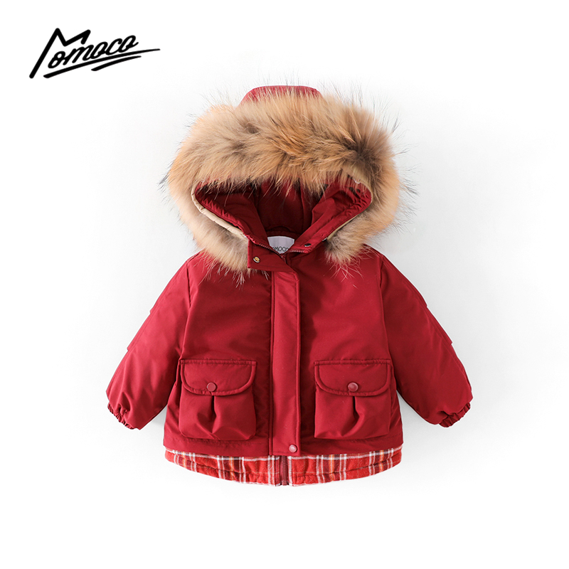 MOMOCO冬季2025女童时尚棉服洋气拼接毛边保暖外套77880101002