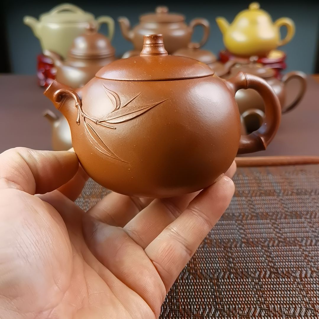 紫砂茶壶小红泥竹节西施250CC国工