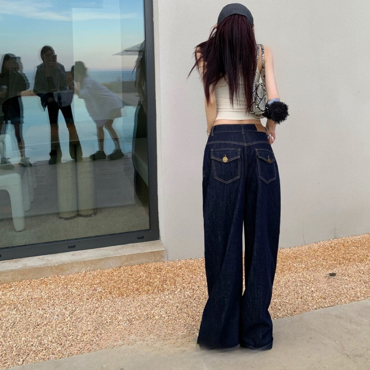 2025秋冬爆款阔腿原色牛仔裤新款美式复古直筒显瘦休闲长裤