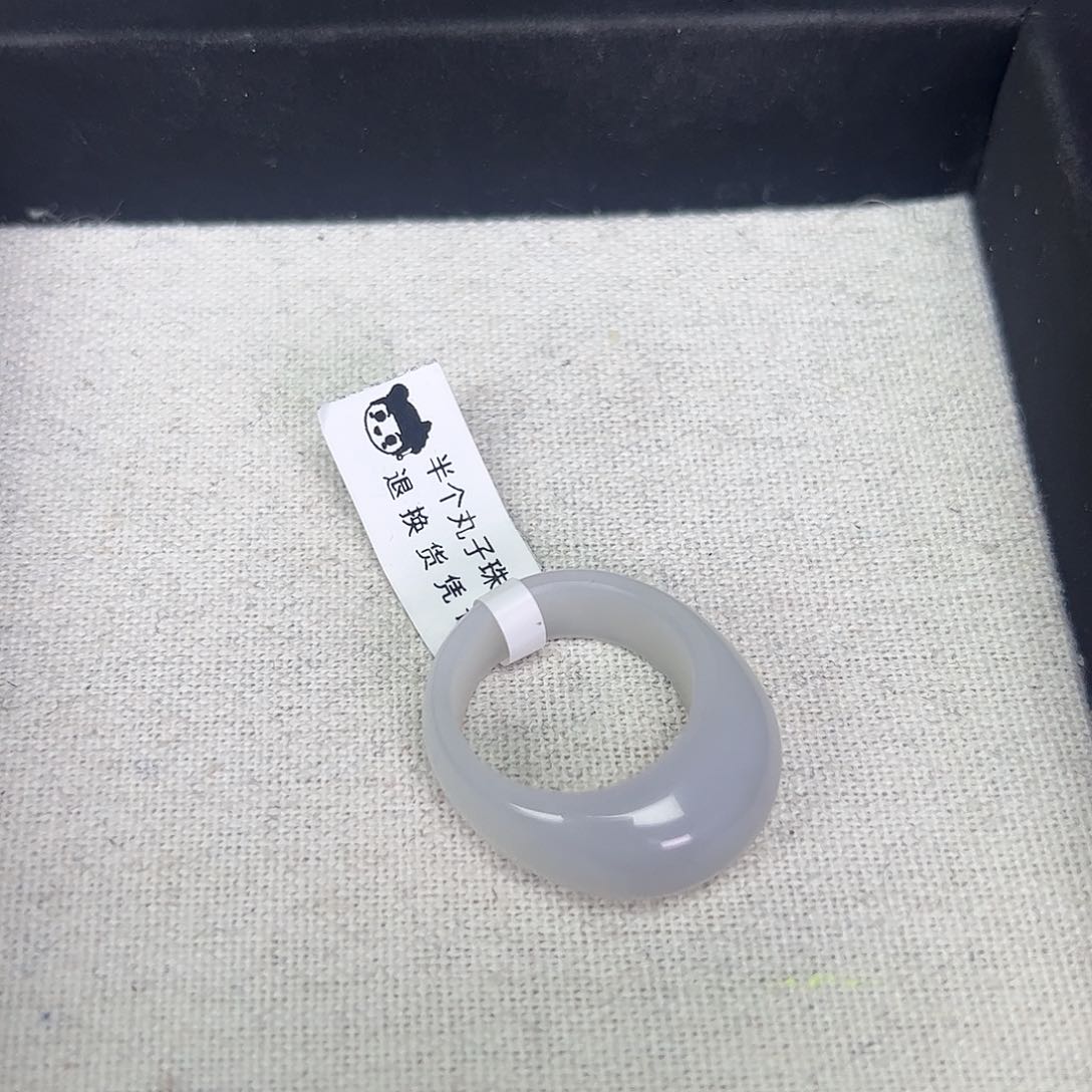 和田玉未镶嵌戒指18号烟紫馒头