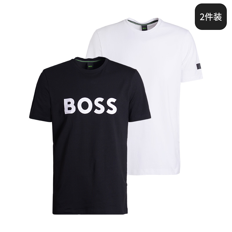 HUGO BOSS雨果博斯男士潮流短袖T恤2件装时尚休闲新款夏季半袖