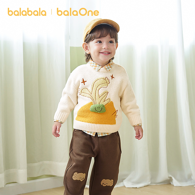 【balaOne】巴拉巴拉婴儿毛衣宝宝2025冬季打底衫针织衫套头毛衫