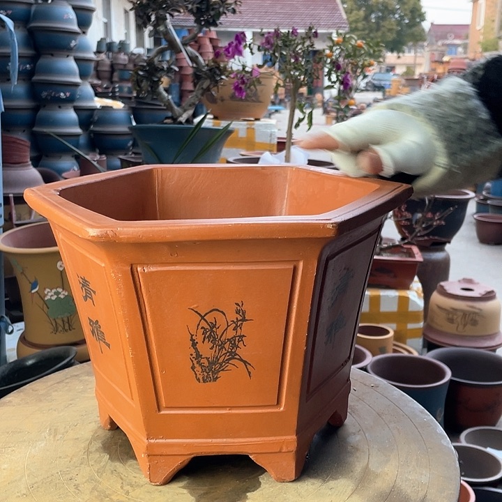 紫砂宜兴紫砂红六方清雅32