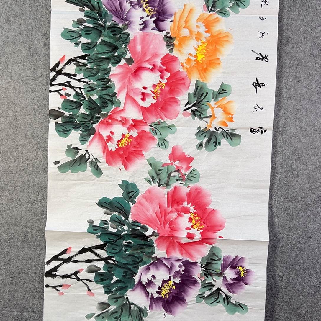 国画487 花鸟在树丛的顶端鸣叫叫声响