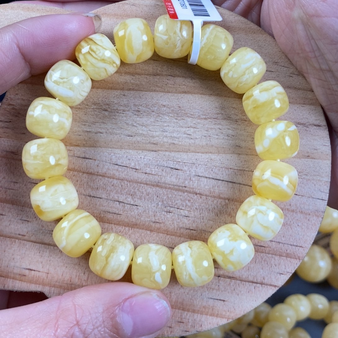 蜜蜡裸石未镶嵌12➕瓷白花虎皮纹