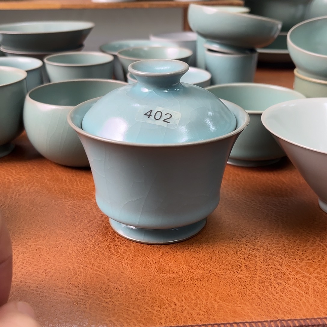 無***主瓷盖碗402号仿古釉盖碗两才