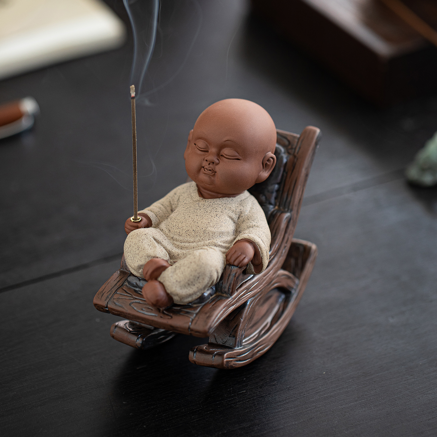 摇摇椅小和尚线香炉创意香插香座禅意茶室香薰炉摆件插香器工艺品