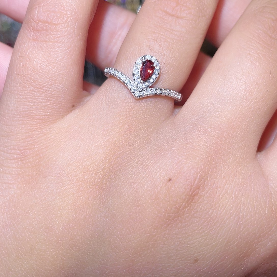 石榴石戒指银S925镶嵌