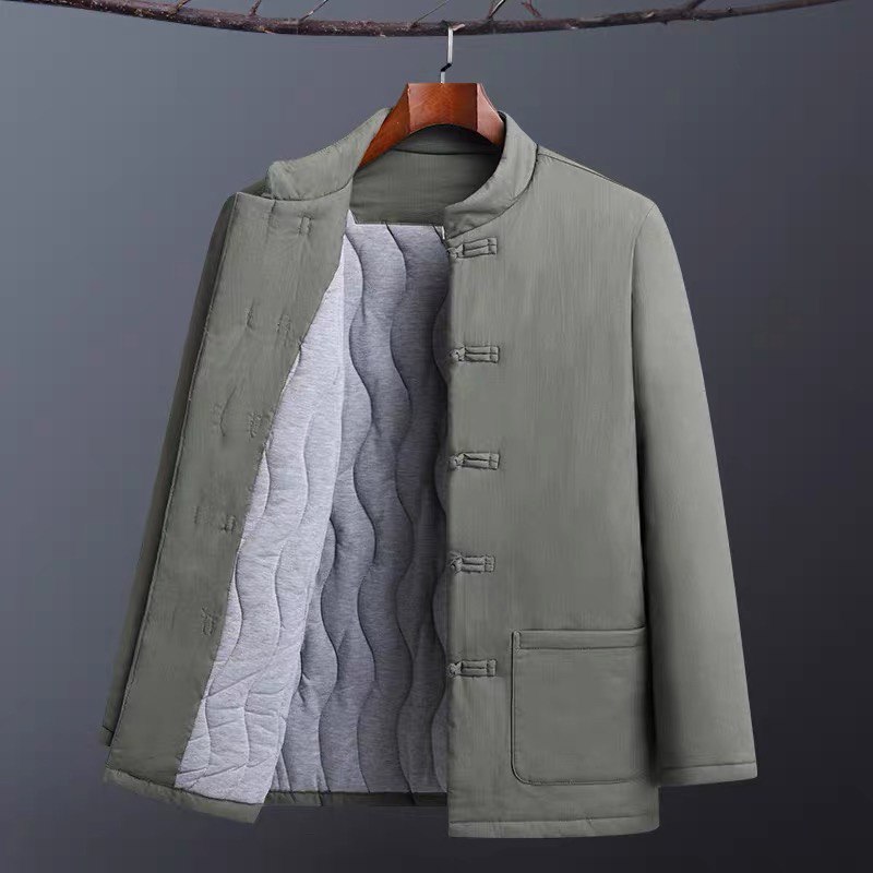 中国风唐装男士棉衣立领复古中式盘扣汉服棉麻棉袄冬季加厚外套