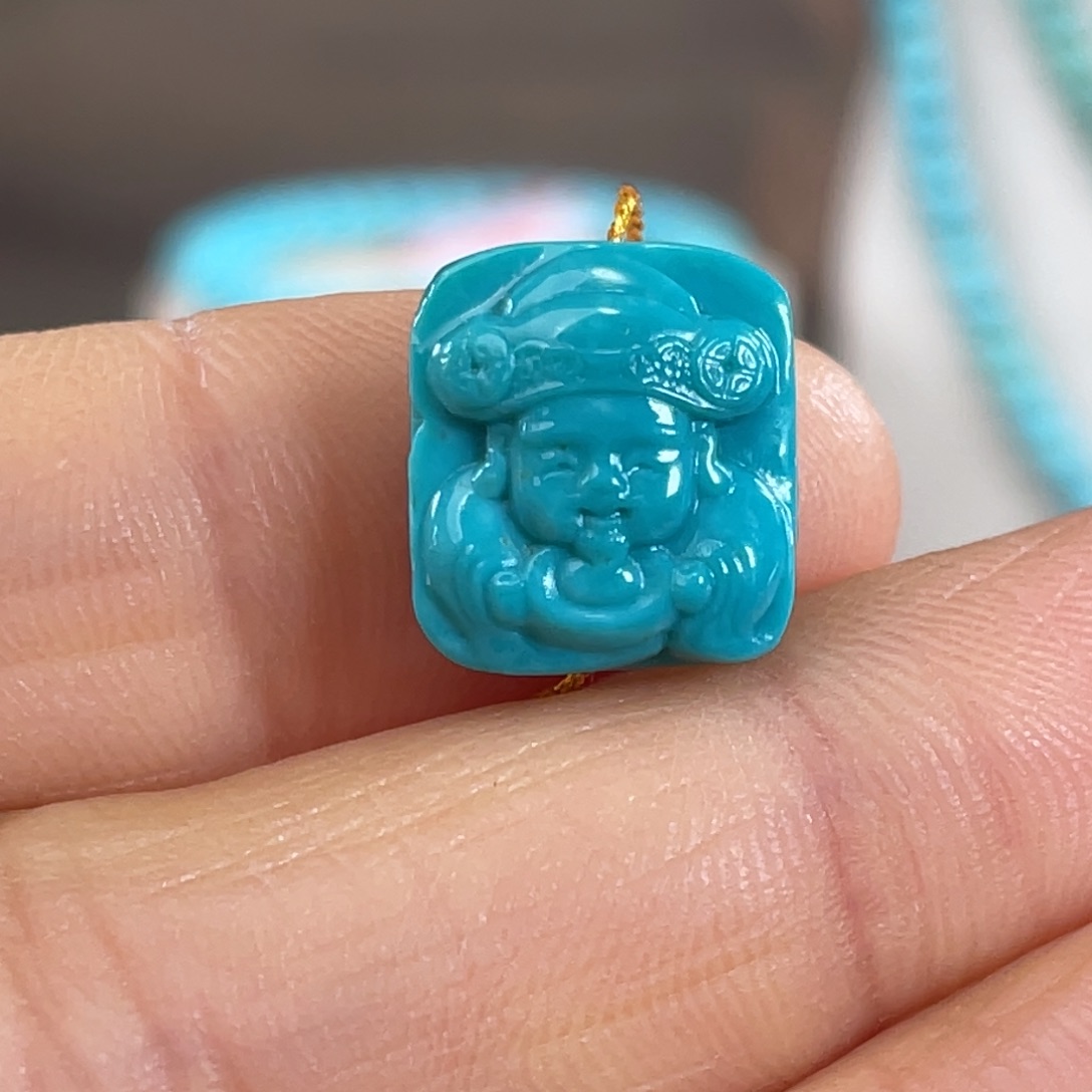 绿松石未镶嵌套链财爷爷