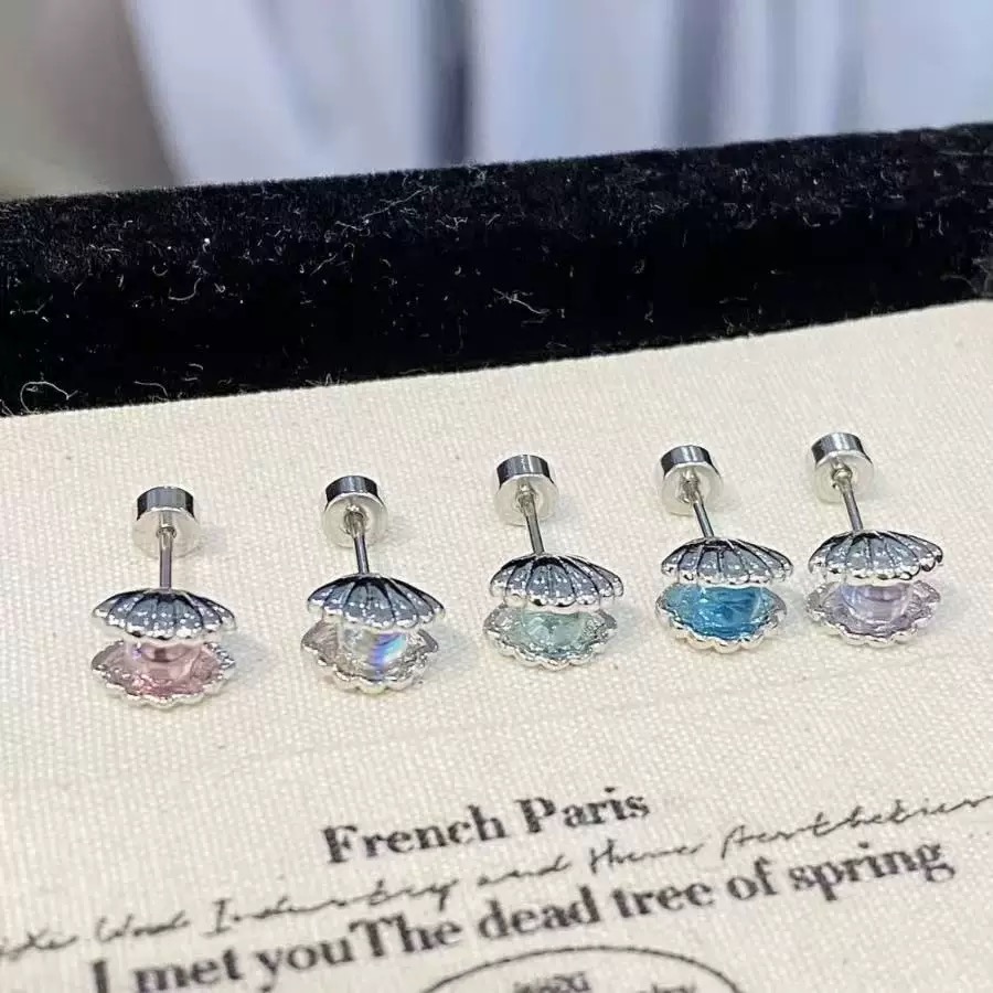 钛钢耳饰 轻奢贝壳养耳洞小众耳钉钛钢耳钉气质耳钉耳骨钉