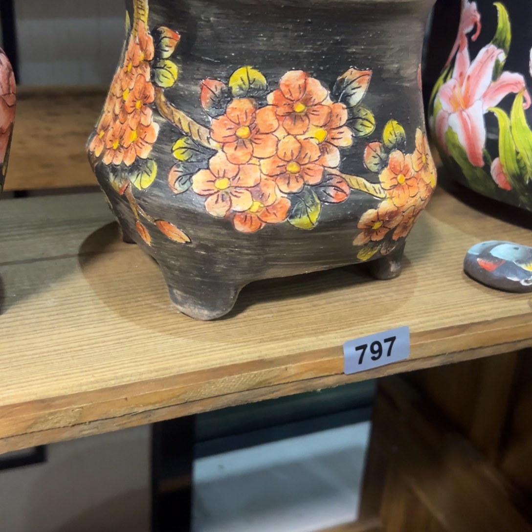 烟***火手绘陶瓷花盆美盆