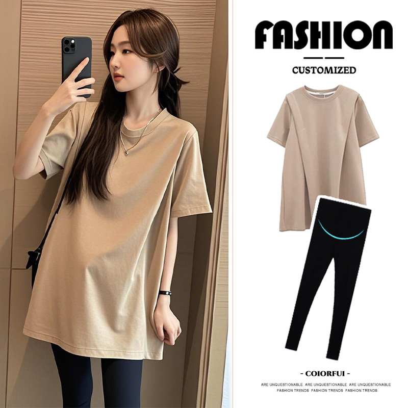2026孕妇t恤短袖宽松上衣小个子纯色圆领夏装时尚洋气时髦女