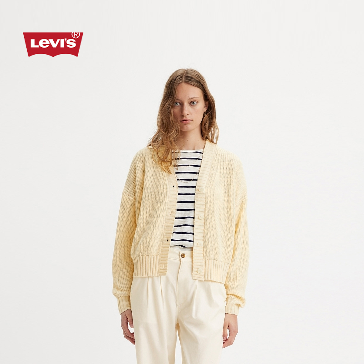 【商场同款】Levi's李维斯女士休闲长袖针织V领潮毛衣A7104-0002