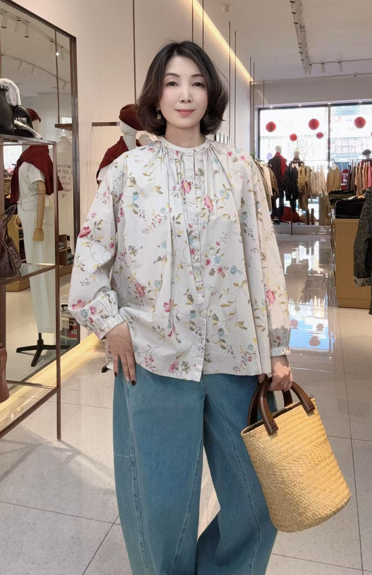 全棉 花苞印花衬衫