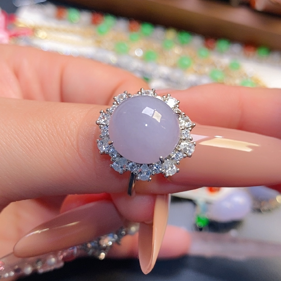 翡翠银S925镶嵌戒指翡翠戒指