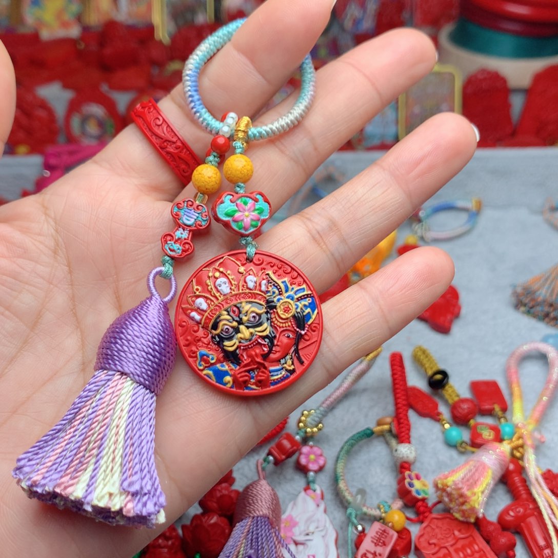 天然辰砂工艺品朱砂钥匙扣包包挂