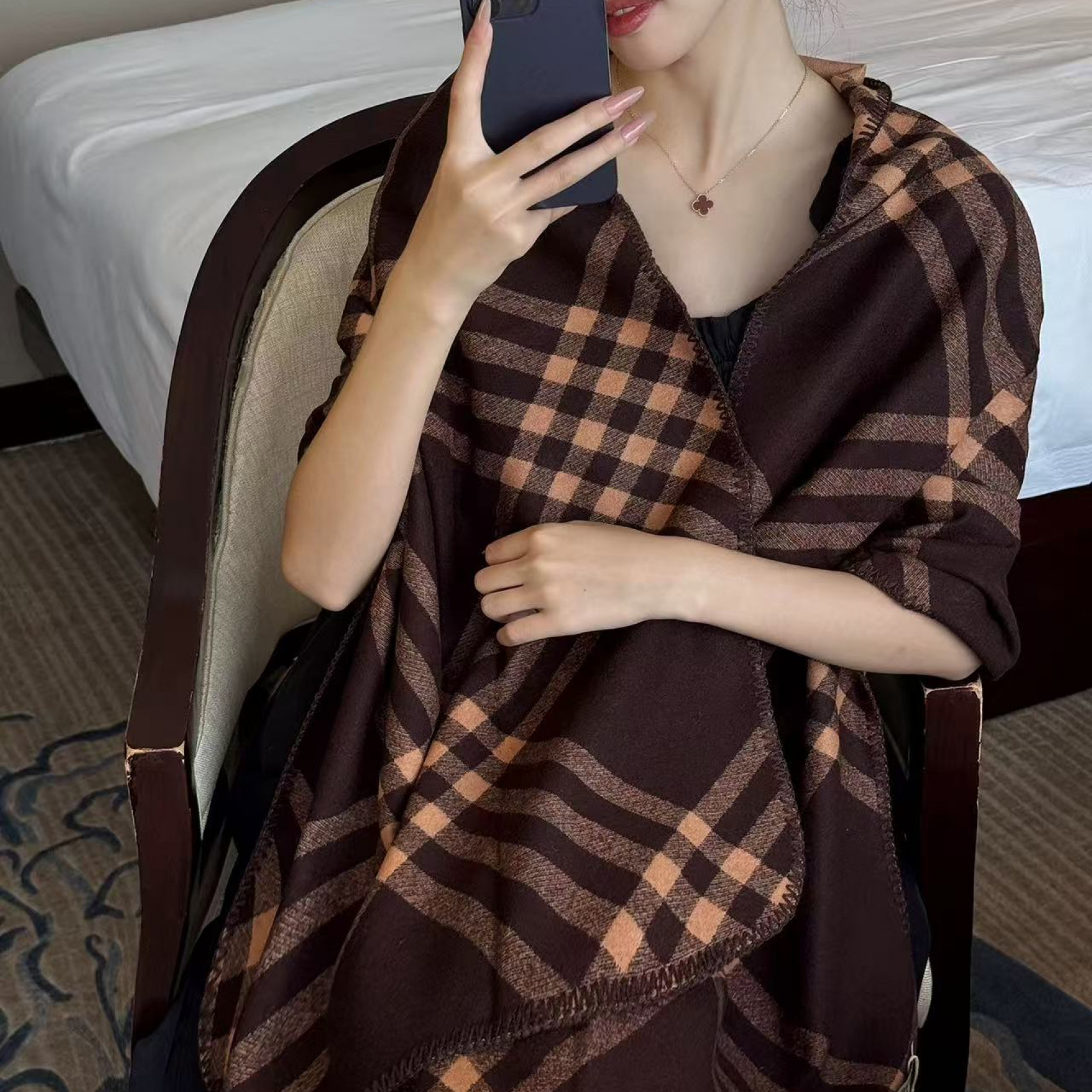 Y094 【咖色条纹】 180*60左右大尺寸围巾