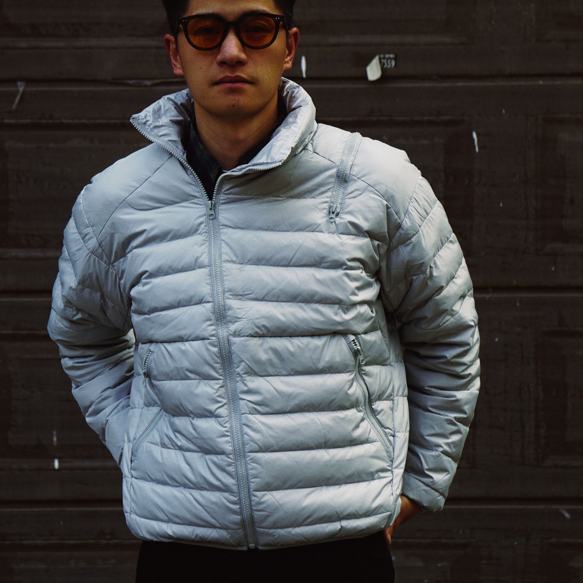 ZDW.斜拉链开衫立领设计感vibe潮高领羽绒服外套男士保暖秋冬