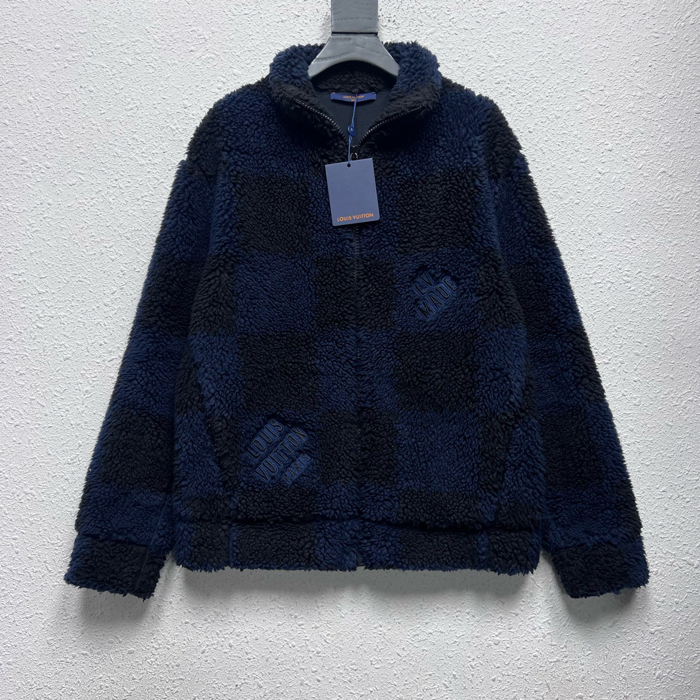 99新 LouisVuitton/路易威登 Nigo黑蓝棋盘格泰迪外套M码 DY12115