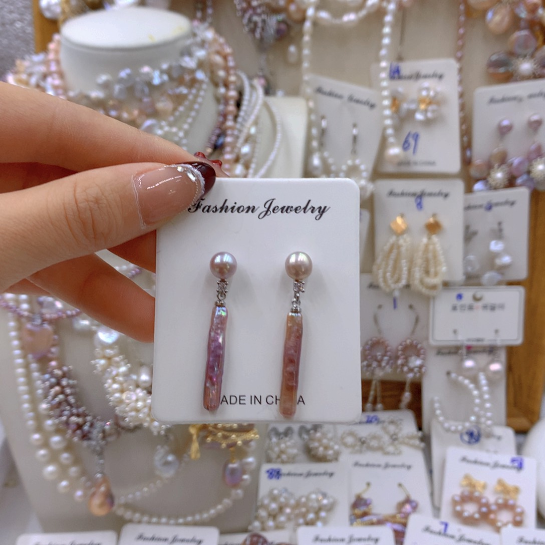 淡水珍珠耳饰银S925镶嵌