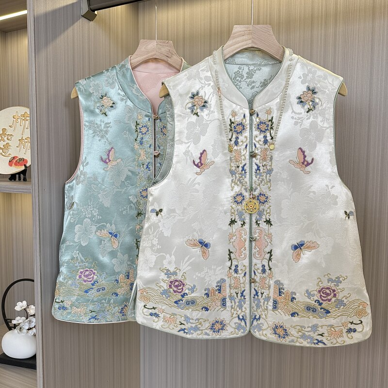 （花香蝶）新中式双面穿重工刺绣精美精致感马甲