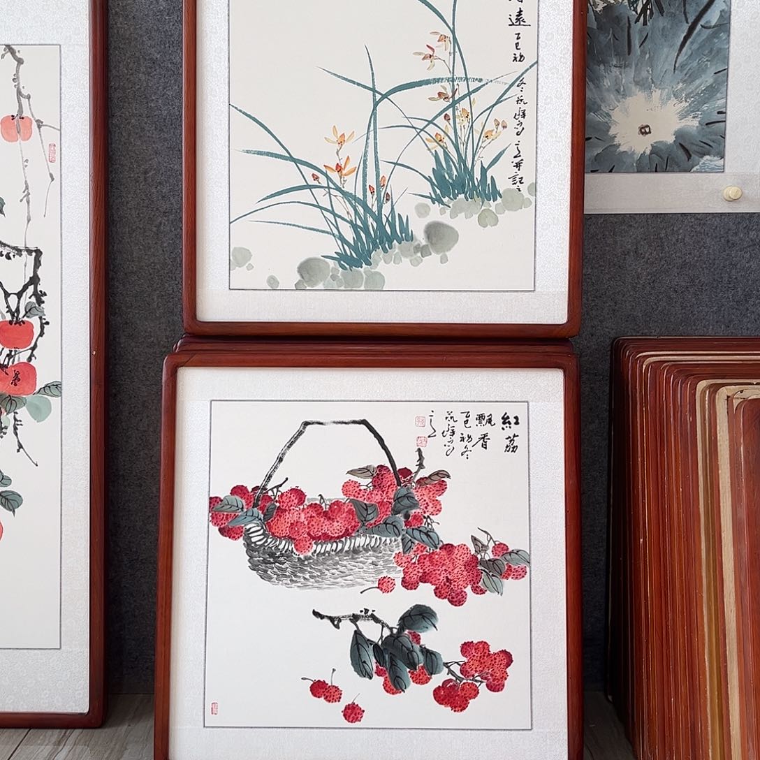 用***4国画书画作品带框63×63