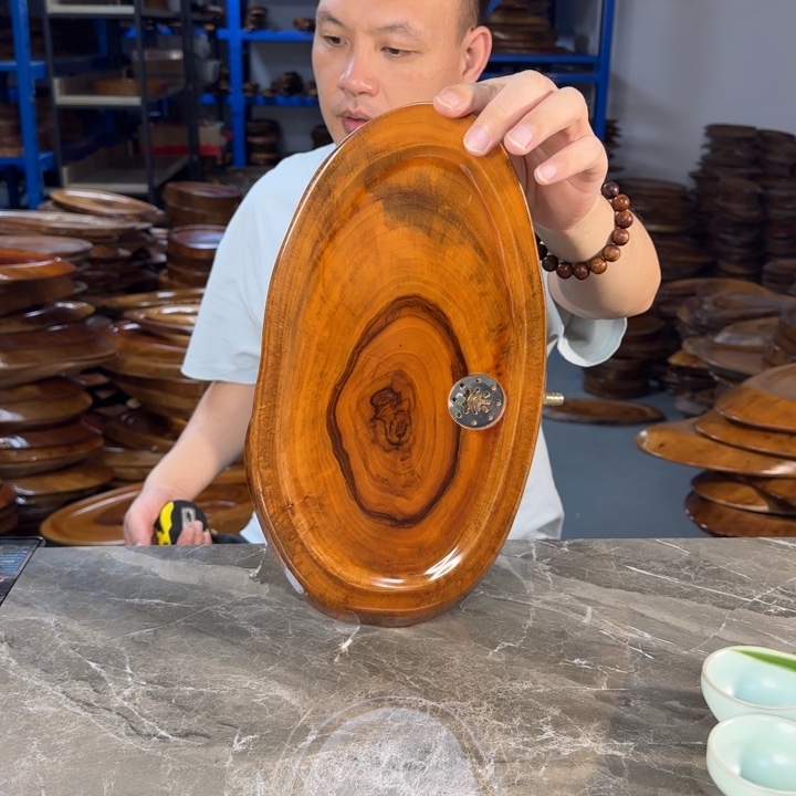 香樟木排水茶盘实木33*17.5
