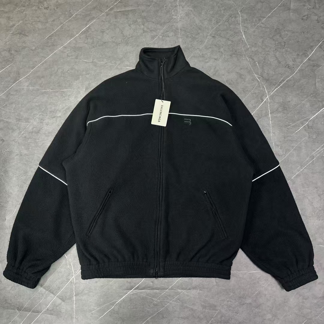 99新 Balenciaga/巴黎世家 44码 双勾刺绣明线摇粒绒拉链外套