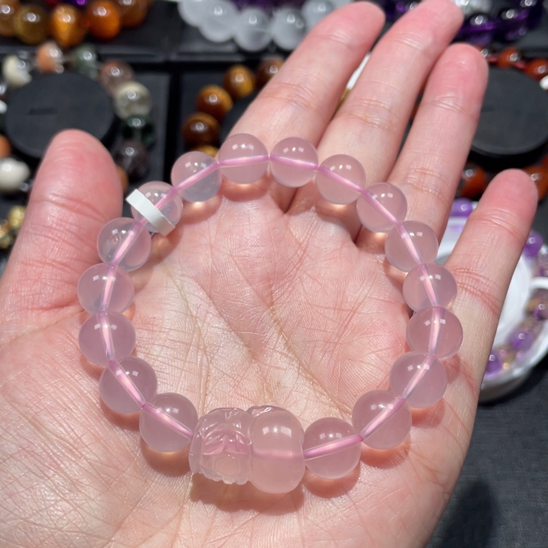 水晶未镶嵌手链粉水晶10.5mm