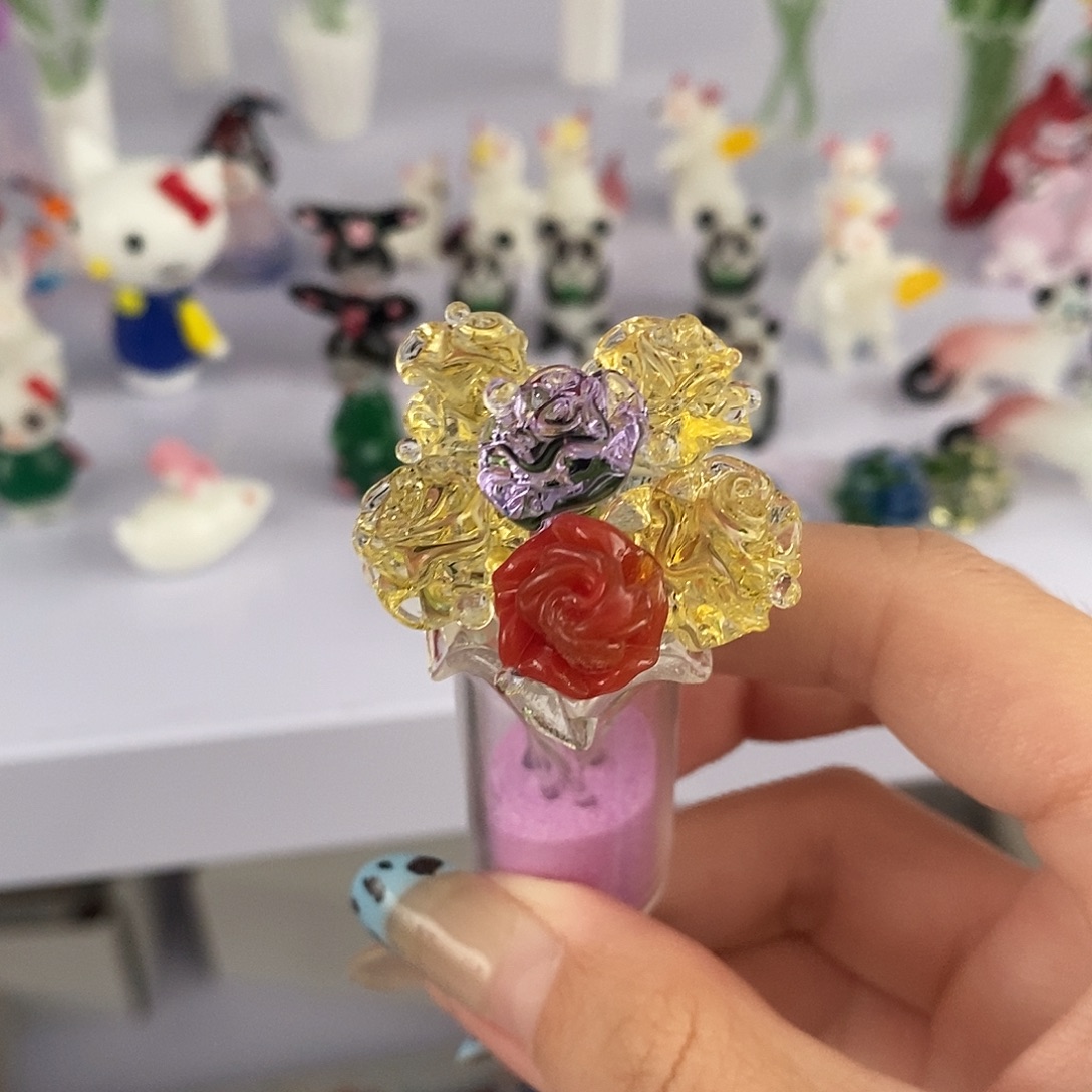 手工艺品琉璃玫瑰花一套