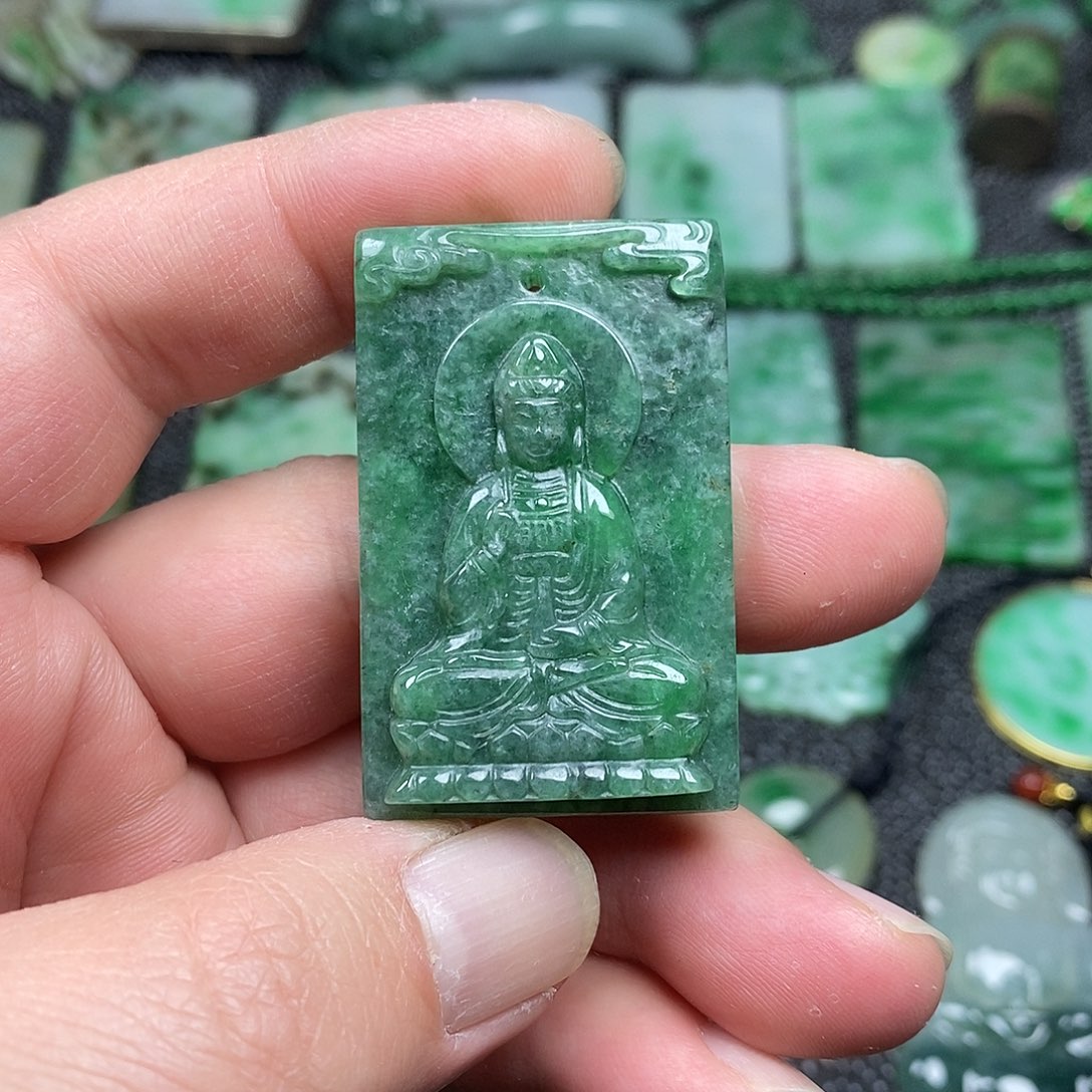 翡翠挂件未镶嵌缅甸天然翡翠观看牌