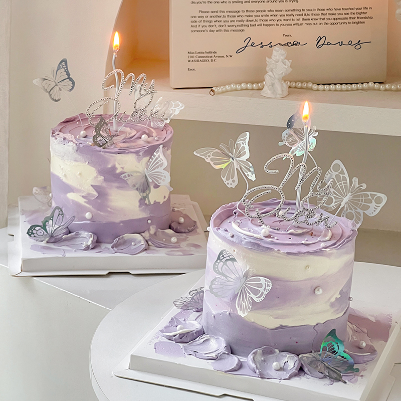 3.8女神节蛋糕装饰Queen我的女王水钻插牌唯美蝴蝶2025女王节插件