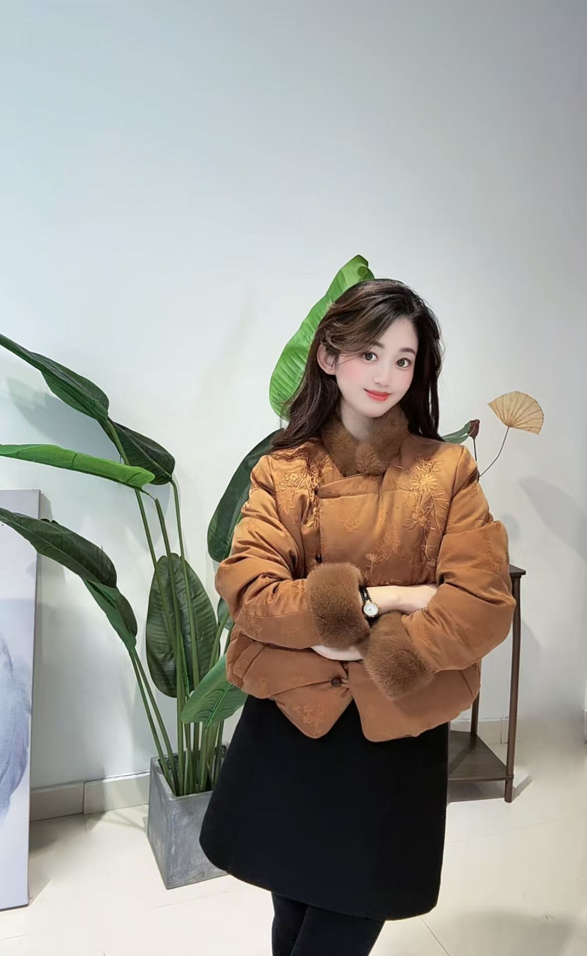 鹅绒服DY3333樱美嘉新中式秋冬新款水貂毛领保暖鹅绒外套