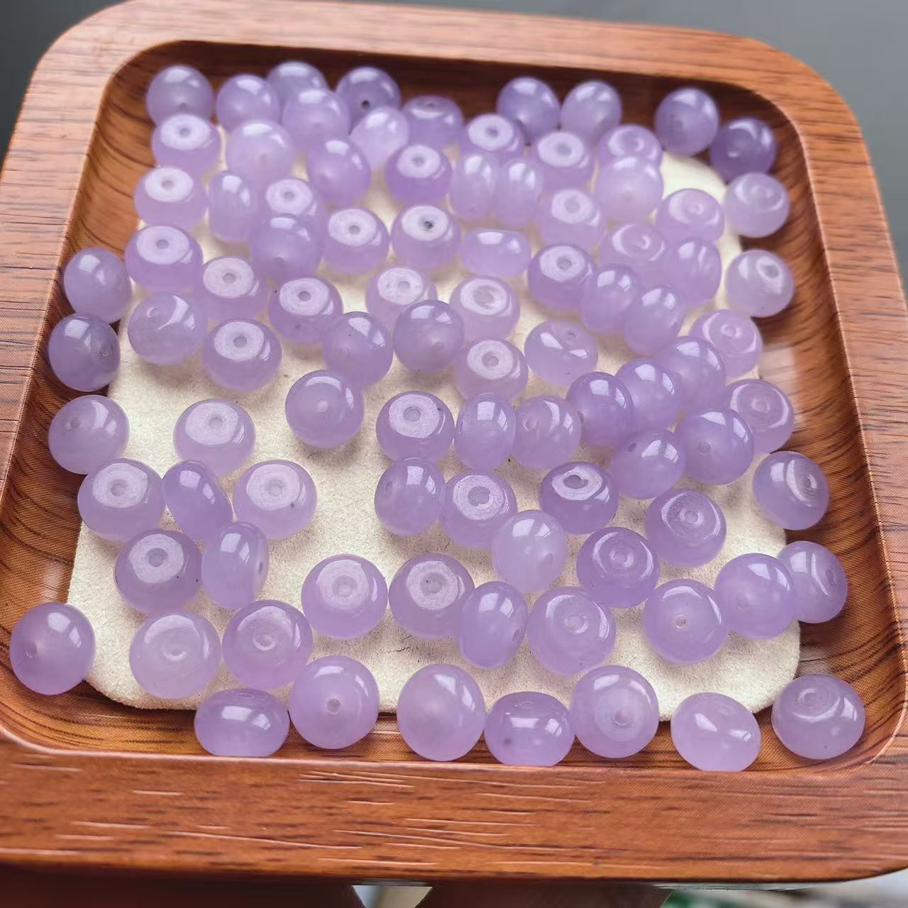 卡8mm 天然缅料A货翡翠 冰紫算盘珠 多样性发一颗
