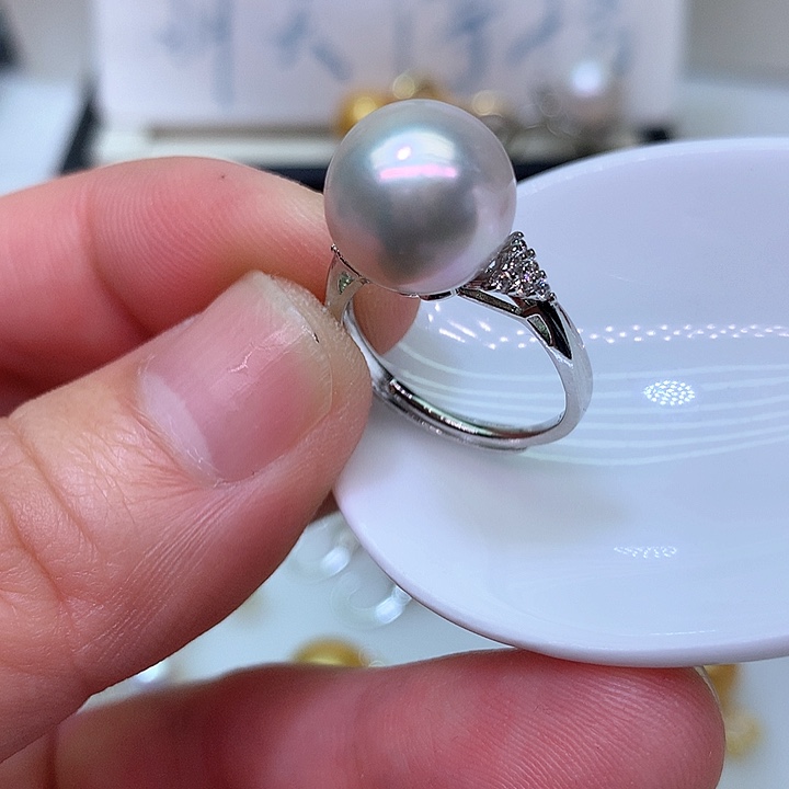 银S925镶嵌耳饰淡水珍珠