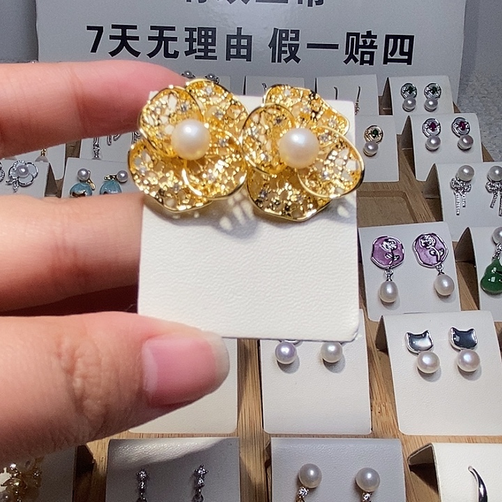 耳饰淡水珍珠银S925镶嵌