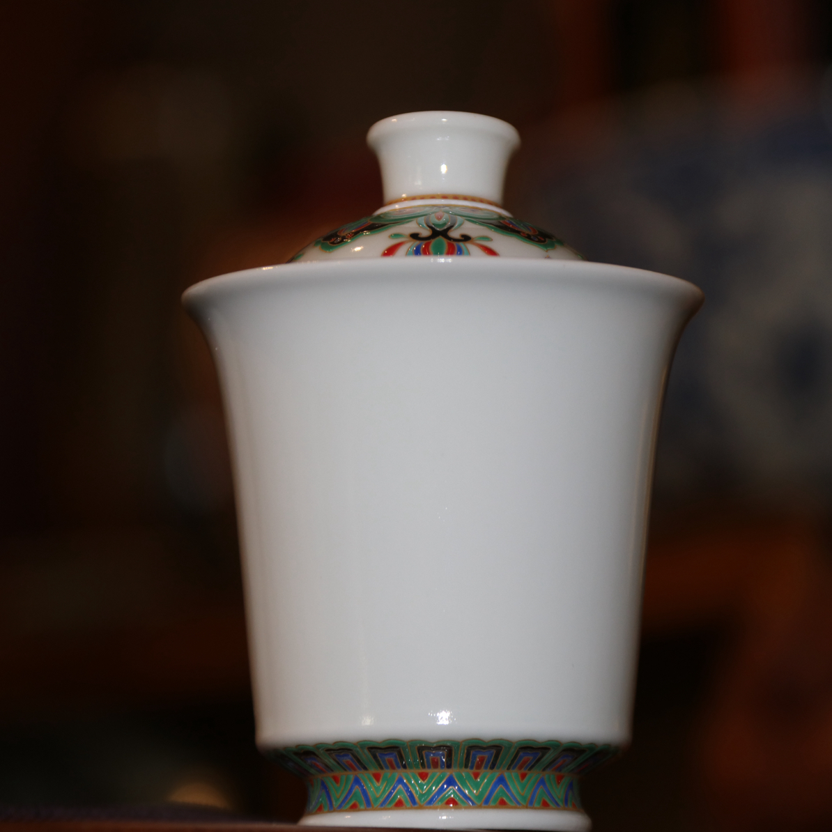 景德镇姝苓阁珐琅彩仿敦煌宝相花系列盖碗泡茶碗陶瓷盖碗珐琅彩