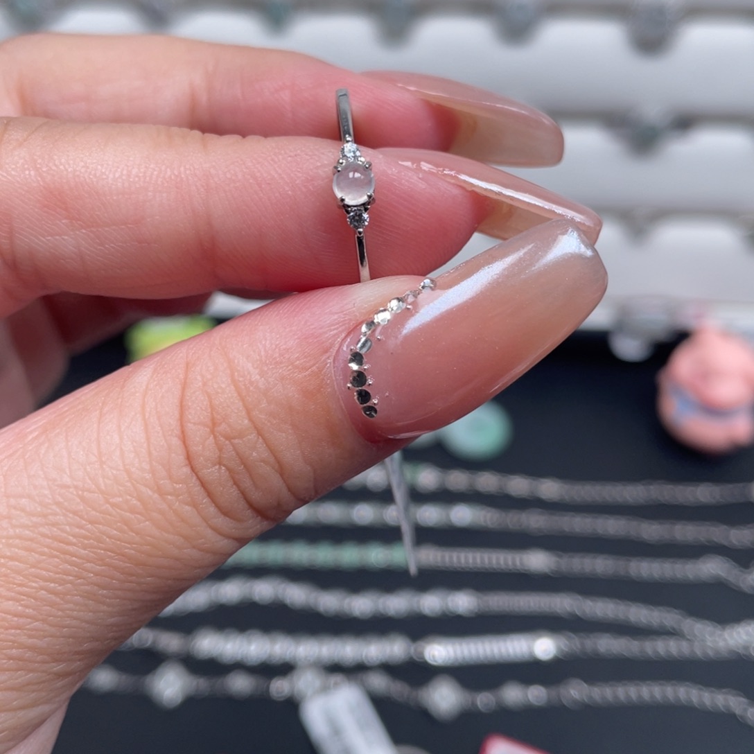 翡翠戒指银S925镶嵌戒指