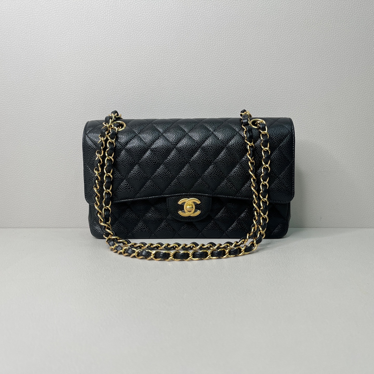95新 Chanel/香奈儿 Chanel黑金荔枝皮cf链条包单肩包6055