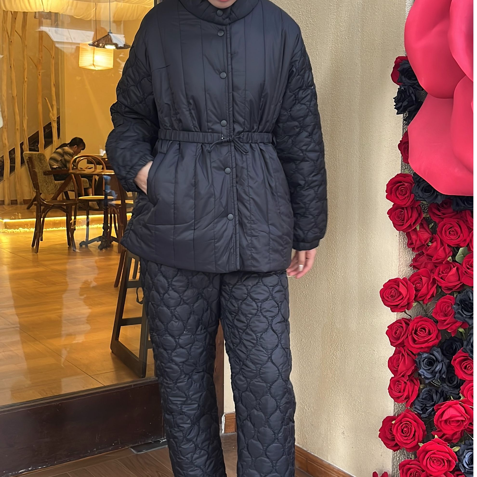 SL 立领腰绳夹棉加绒外穿家居服套装25021