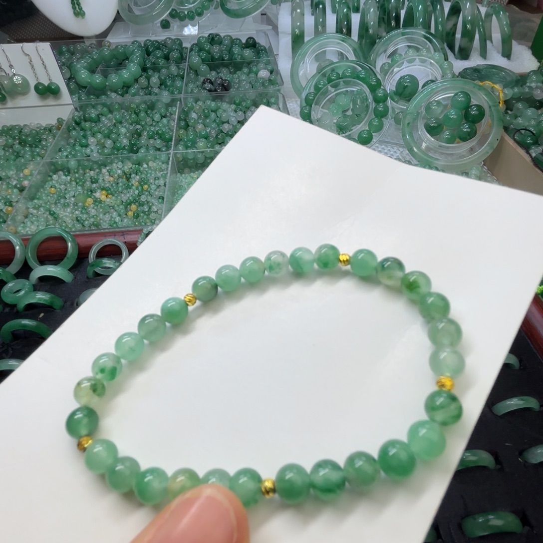 石英质玉（非洲翠）未镶嵌戒指  珠子  手镯手串