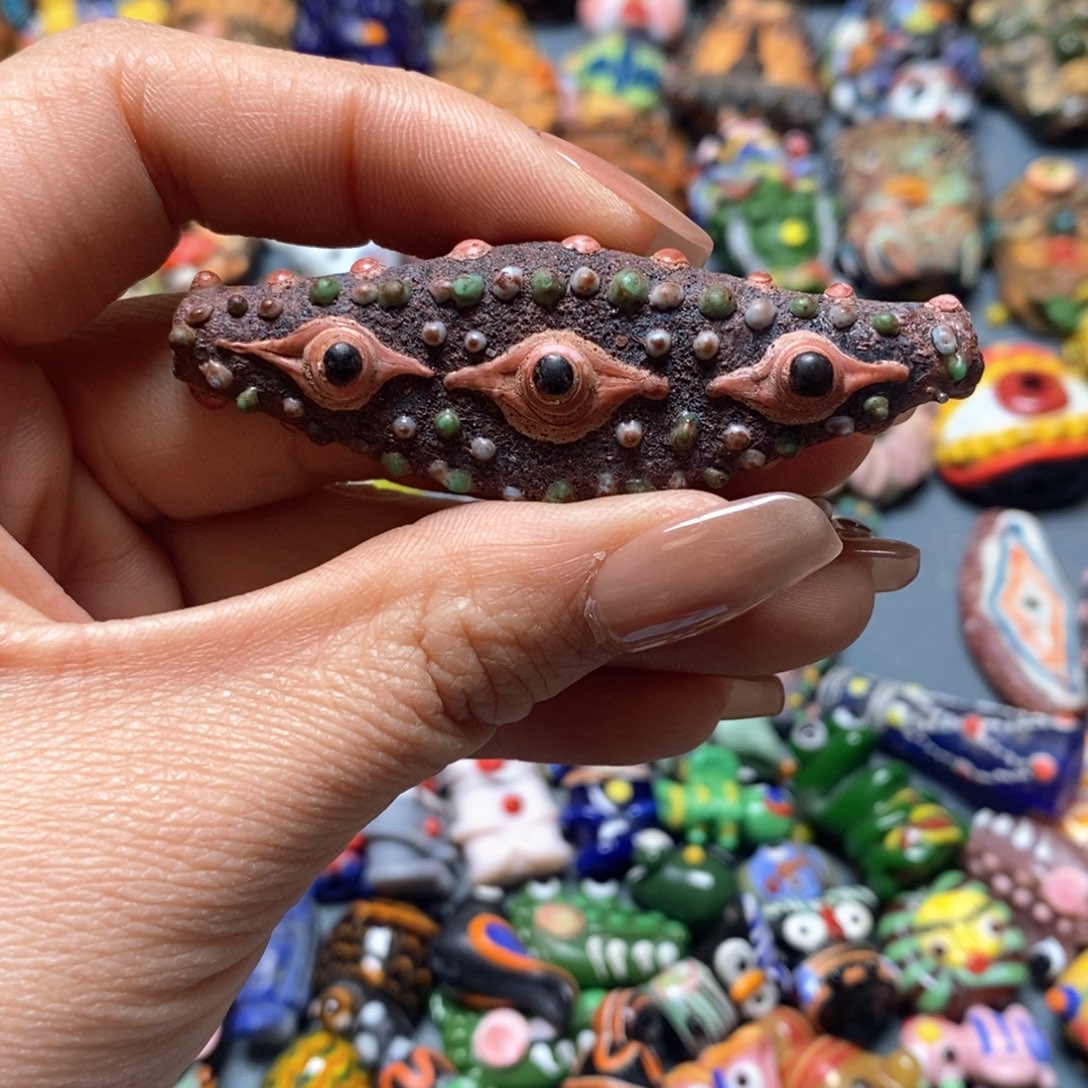 琉璃颈饰印度尼西亚三眼