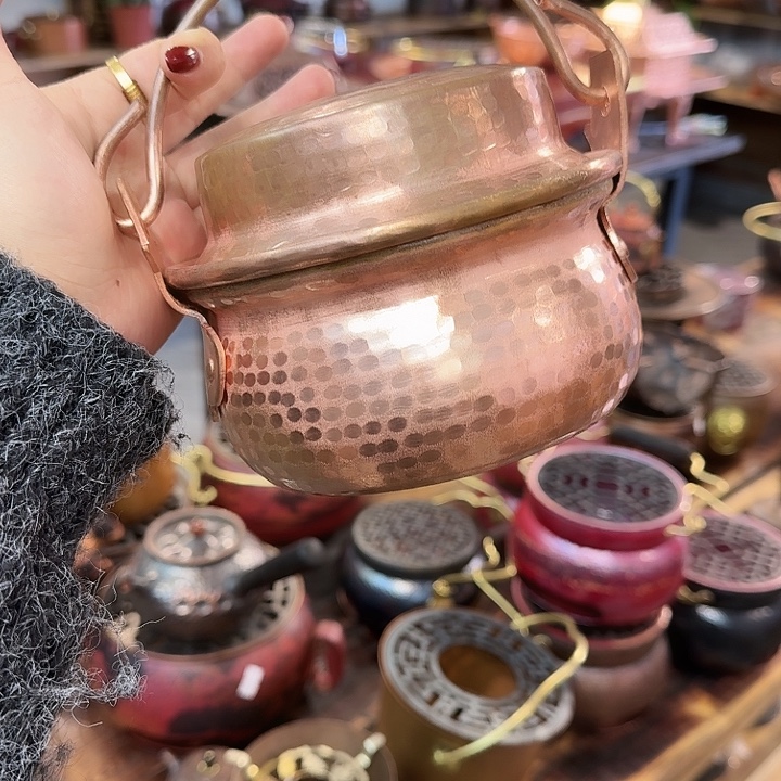 懒***面紫铜手工制作摆件吊锅14口径