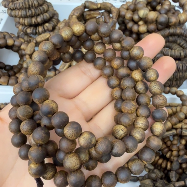 手串沉香沉香绿奇楠圆珠卡八多圈九九分节油