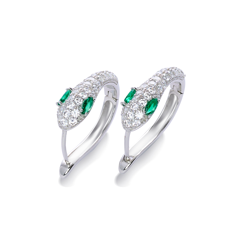 925银合成锆石耳饰 小众时尚饰品女蛇形耳扣925纯银防敏轻奢高档